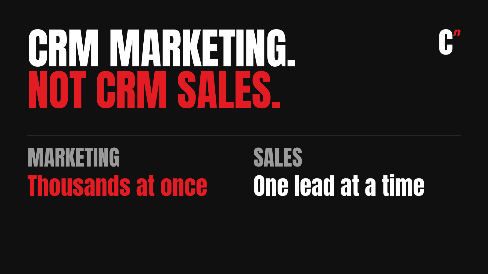 CRM marketing vs CRM sales: marketing talks to thousands of customers with their own data, sales works one lead at a time