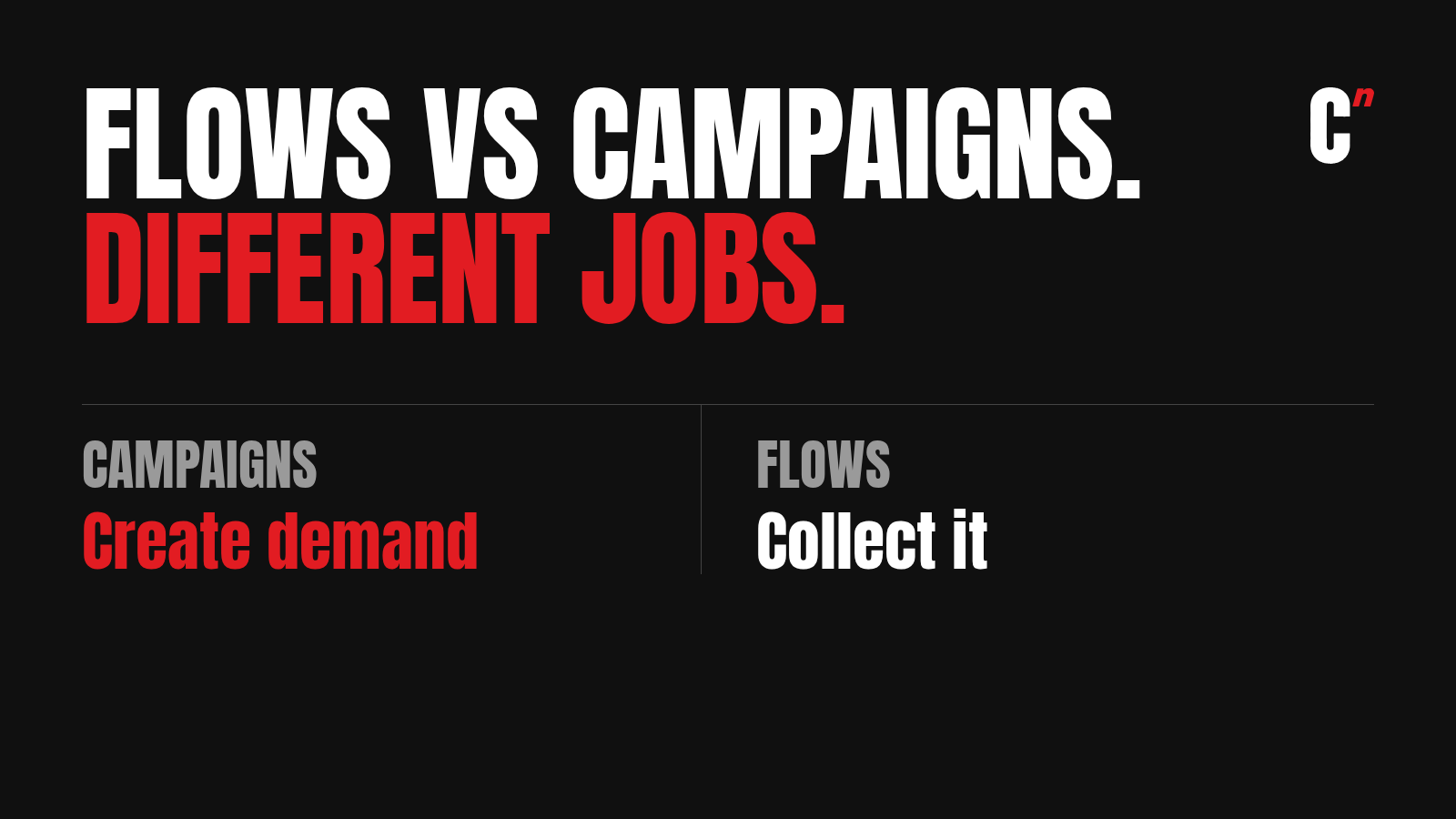 Flows vs campaigns: campaigns create demand, flows collect it