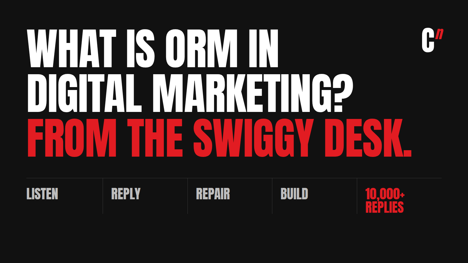 What is ORM in digital marketing, from the Swiggy desk: listen, reply, repair and build, across more than 10,000 replies
