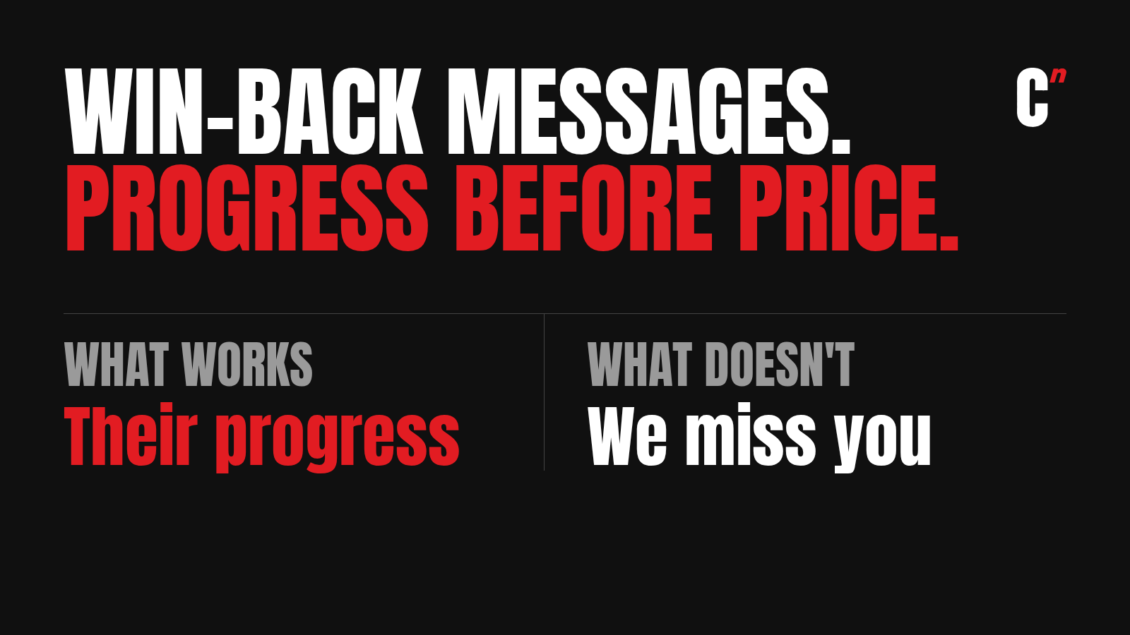 WhatsApp win-back messages that work recognise the customer's progress first, and stop opening with we miss you