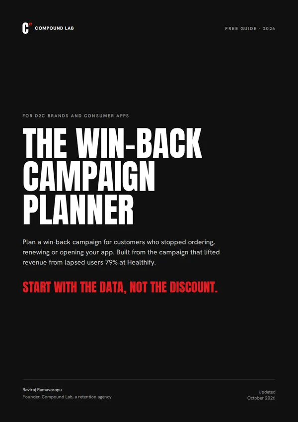 Cover of the win-back campaign planner by Compound Lab