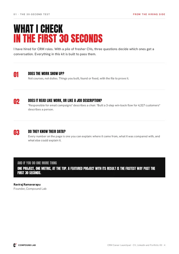 What a hiring manager checks in the first 30 seconds
