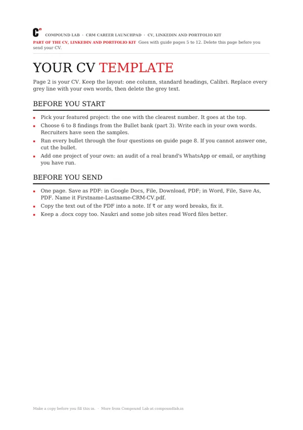 CV template preview