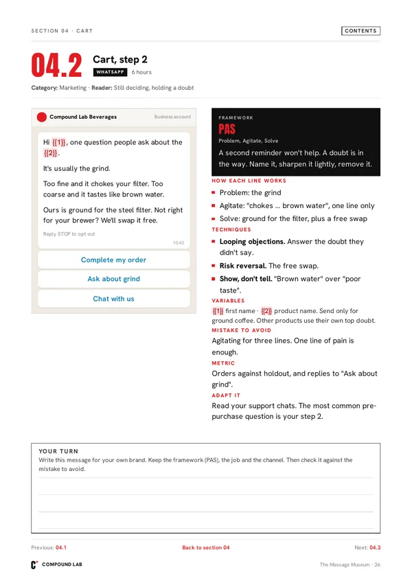 Cart reminder 2: answer the doubt they didn’t say