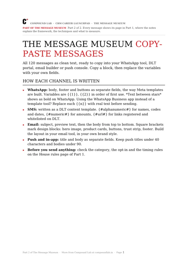 Copy-paste messages preview