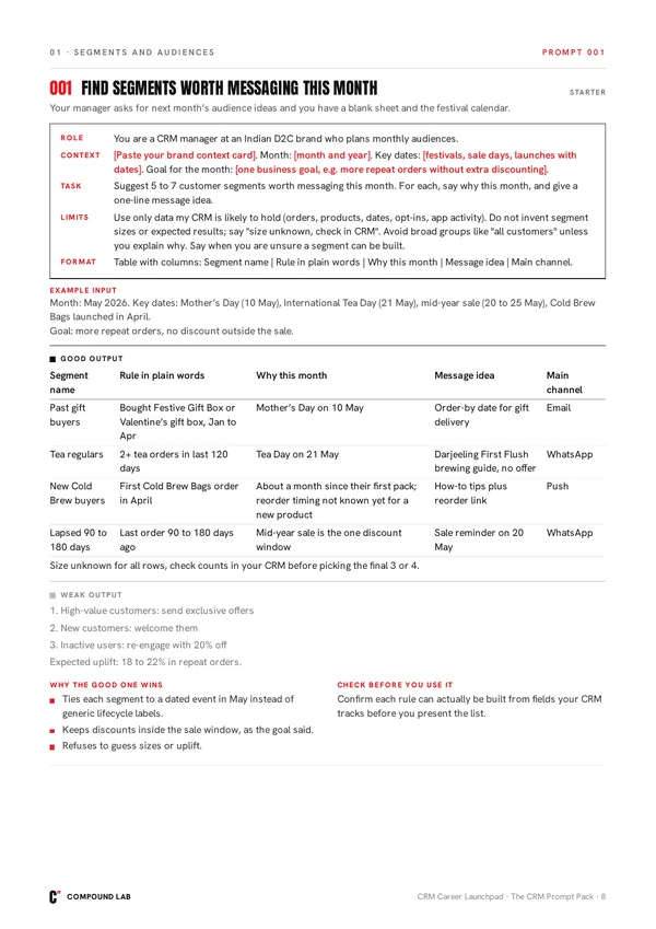 Prompt Pack: a prompt, ready to copy
